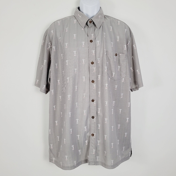 Nob Hill Gray Short Sleeve Waffle Textured Lighthouse Embroidered Shirt Size XL - Picture 7 of 7